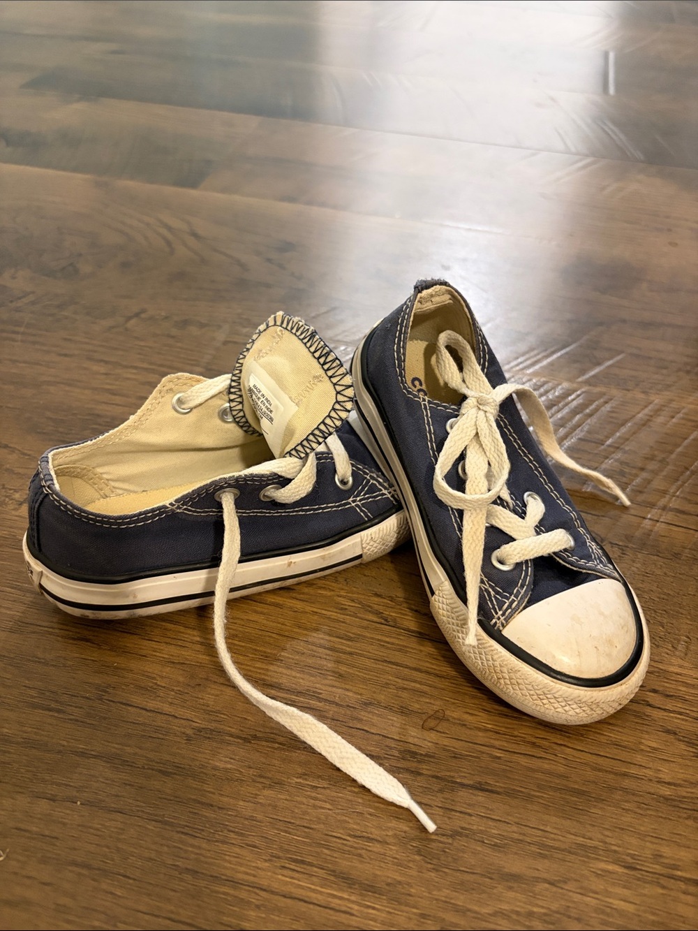 Converse Kids Navy Canvas Low-Top Sneakers with White Laces